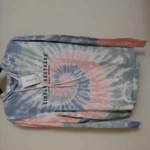 Simply Southern Pastel TieDye Lightweight Hoodie Large